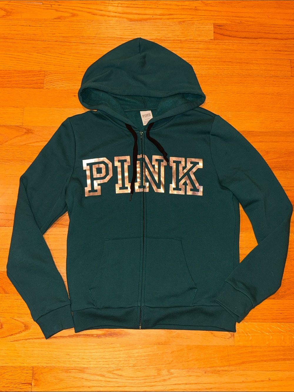 Victoria’s Secret PINK Every Day Lounge Full Zip Hooded Sweatshirt Green Medium
